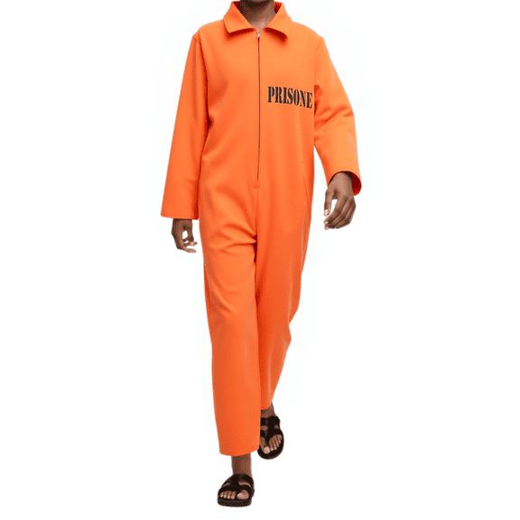 Aihuaihua Adult Orange Prisoner Jumpsuit Jail Inmate Male Prisoner Stage Show Party Fashion Gothic Vintage