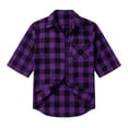 thumbnail image 4 of Zormilly Button Down Shirt Men Plaid 3/4 Sleeve Slim Collared Shirts with Pocket Casual Checkered Blouses, S-2XL, 4 of 8