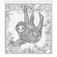 thumbnail image 3 of Ambesonne Sloth Shower Curtain, Outline Drawing Jungle, 69"Wx70"L, Black White, 3 of 3