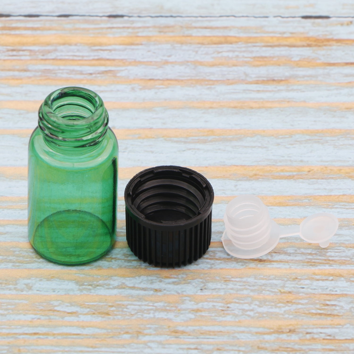 Glass Essential Oil Bottle 50pcs 3ml Small Sample Jars with Orifice Reducers for Dispensing Reagent Sample Perfume Essential Oil,Green