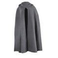 thumbnail image 2 of Women Winter Cape Hooded Loose Mid Length Thick Warm Solid Color Casual Sleeveless Keep Warm Wide Open Outdoor Cloak Shawl, 2 of 8