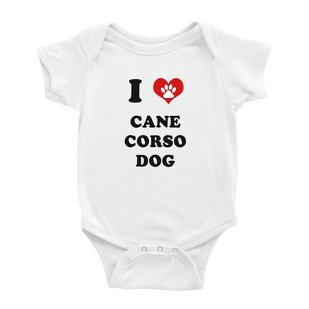

I Heart Cane Corso Dog Funny Cute Baby Bodysuit Romper (White 3-6 Months)