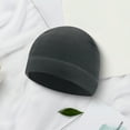 thumbnail image 2 of Warm Beanie for Men Women Cuffed Thick Fleece Winter Hat Elastic Skull Cap for Winter Outdoor Running Riding Skiing-Dark Gray, 2 of 8