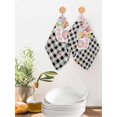 thumbnail image 2 of Easter Kitchen Dish Towels for Drying Dishes Set of 2, Spring Rabbits Ears Feet Wildflowers Black Plaid Waffle Weave Microfiber Hand Tea Bathroom Towels Quick Dry & Absorbent Towel 12x12, 2 of 7