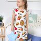 thumbnail image 4 of Balery Fast Food Camisón de princesa para niñas, pijama de algodón con mangas abullonadas, suave y bonito.-Small, 4 of 6