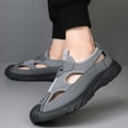 thumbnail image 2 of THDHVS Mens Sandals,Sandals for Men,Mesh Slip On Outdoor Sandals with Perforated Leather Upper Soft Sole Gray, 2 of 9