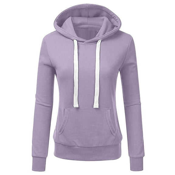 Womens Fall Fashion 2023 Clearance! VERUGU Hoodies for Women Fashion Casual Sweatshirt Patchwork Blouse Pullove Purple XXL