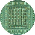 thumbnail image 1 of Ahgly Company Indoor Round Southwestern Turquoise Blue Country Area Rugs, 8' Round, 1 of 4