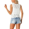 thumbnail image 3 of INSPIRE CHIC Women's Floral Crochet Hollow Out Sleeveless Open Front Vest Cardigan M White, 3 of 6