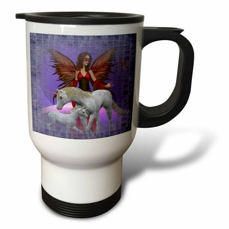 

Unicorn and pretty masked fairy in purple gradient colors 14oz Stainless Steel Travel Mug tm-167104-1