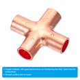 thumbnail image 4 of Uxcell Copper Cross Pipe Fitting 4 Way Copper End Feed Equal Connector for Plumbing Air Conditioning 3/8 Inch 2, 4 of 5
