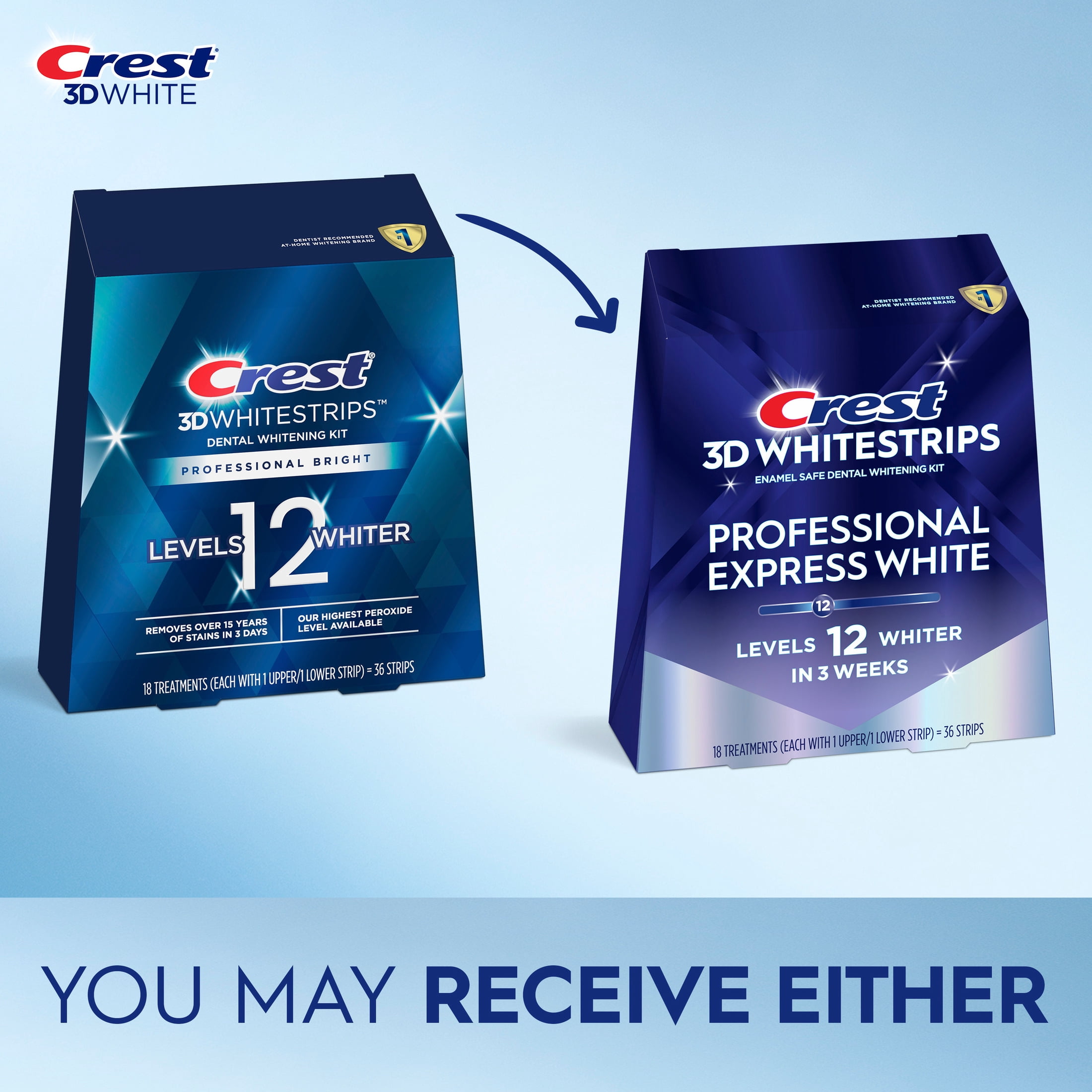 Crest Teeth Whitening Kit, 3DWhitestrips Professional Express Teeth Whitening Kit, 18 Count
