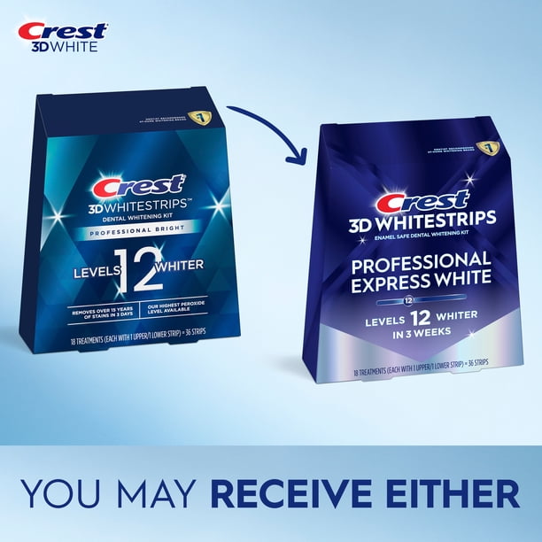 Crest 3DWhitestrips Professional Bright, Enamel-Safe, No-Slip