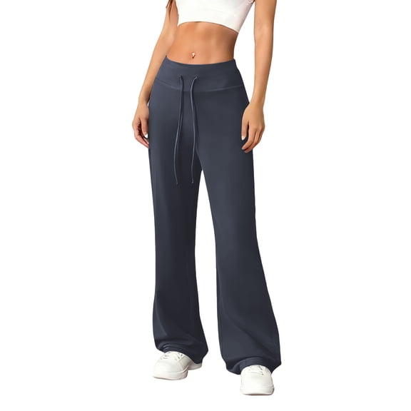 Flare Yoga Pants for Women Baggy High Waisted Flared Sweatpants Cozy Yoga Workout Drawstring Bell Bottoms Black L