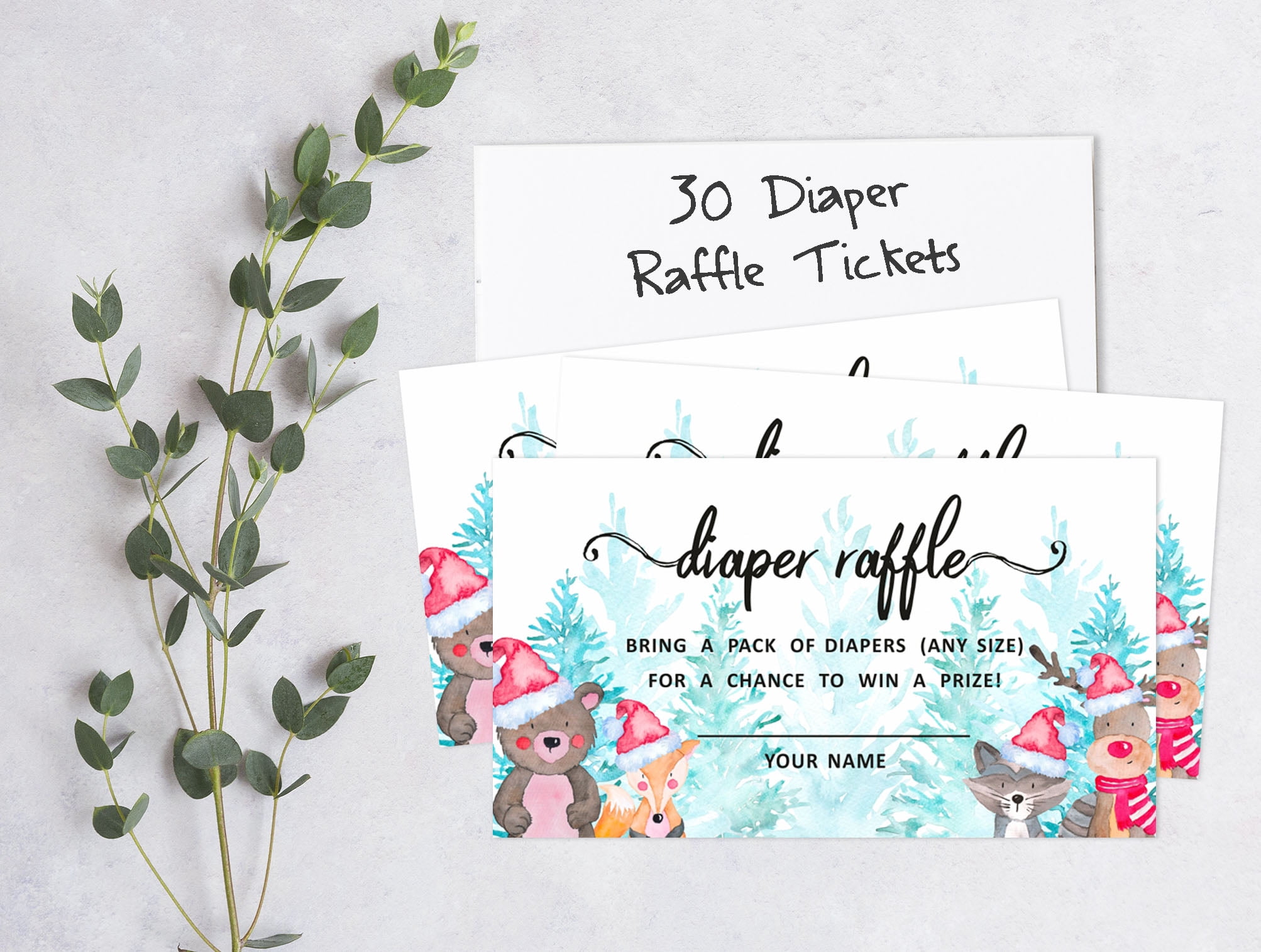Inkdotpot Set Of 30Winter Jungle Theme Baby Shower Invitations-Diaper Raffle Tickets And Baby Shower Book Request Cards Gender Neutral Invites Its A Boy Its A Girl