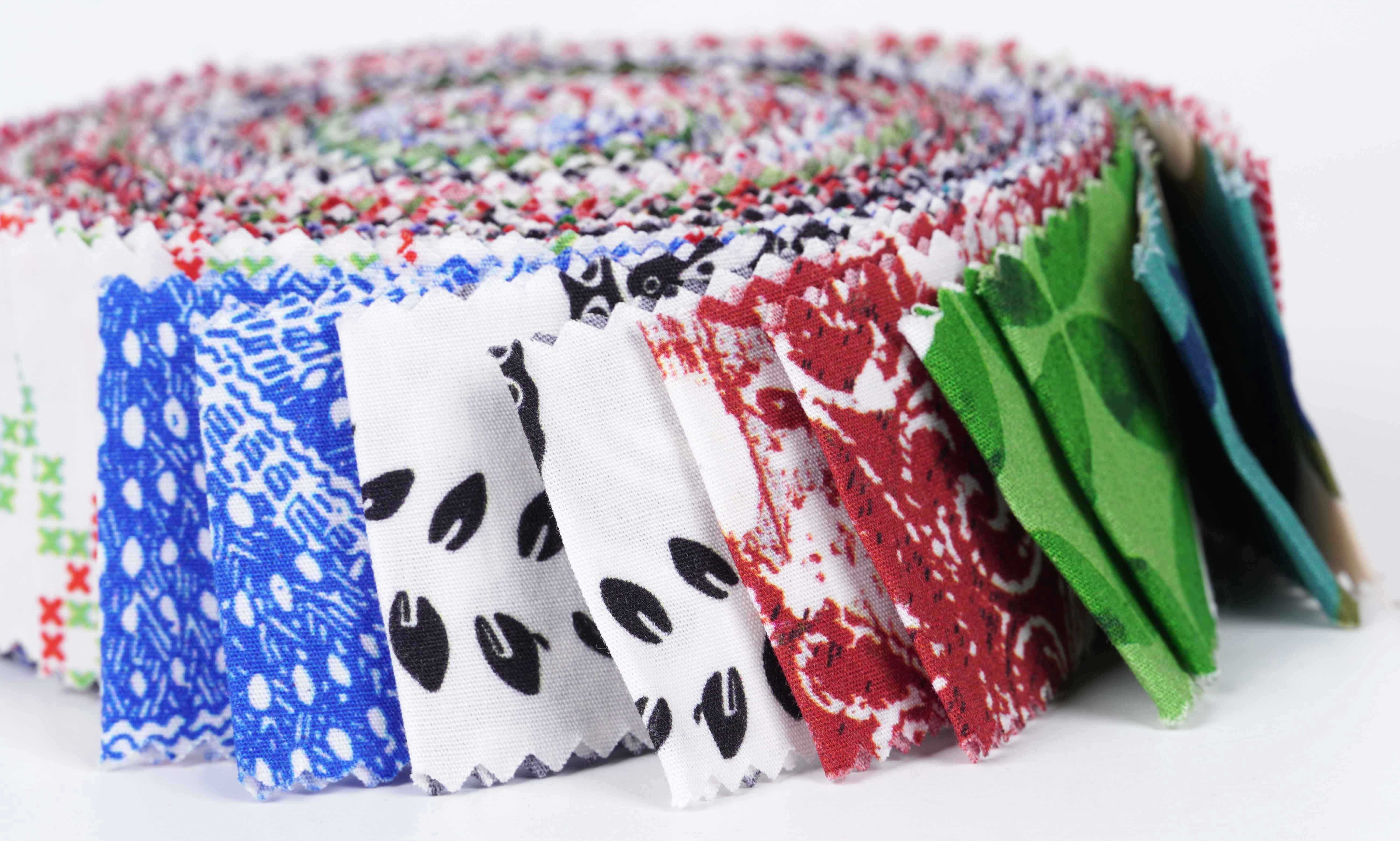 Soimoi 40Pcs Block Print Precut Fabrics Strips Roll Up 1.5x42inches Cotton Jelly Rolls For Quilting - Multicolor