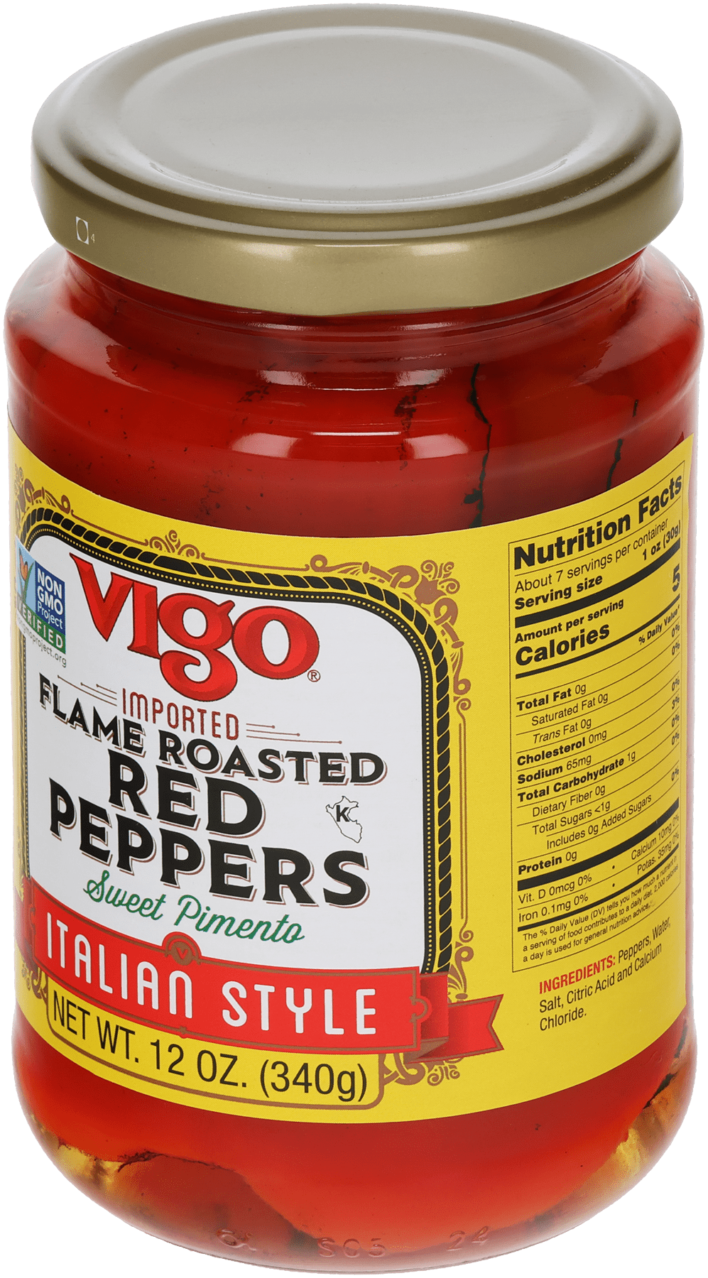 Vigo Foods Flame Roasted Red Peppers, 12 oz, Allergens Not Contained