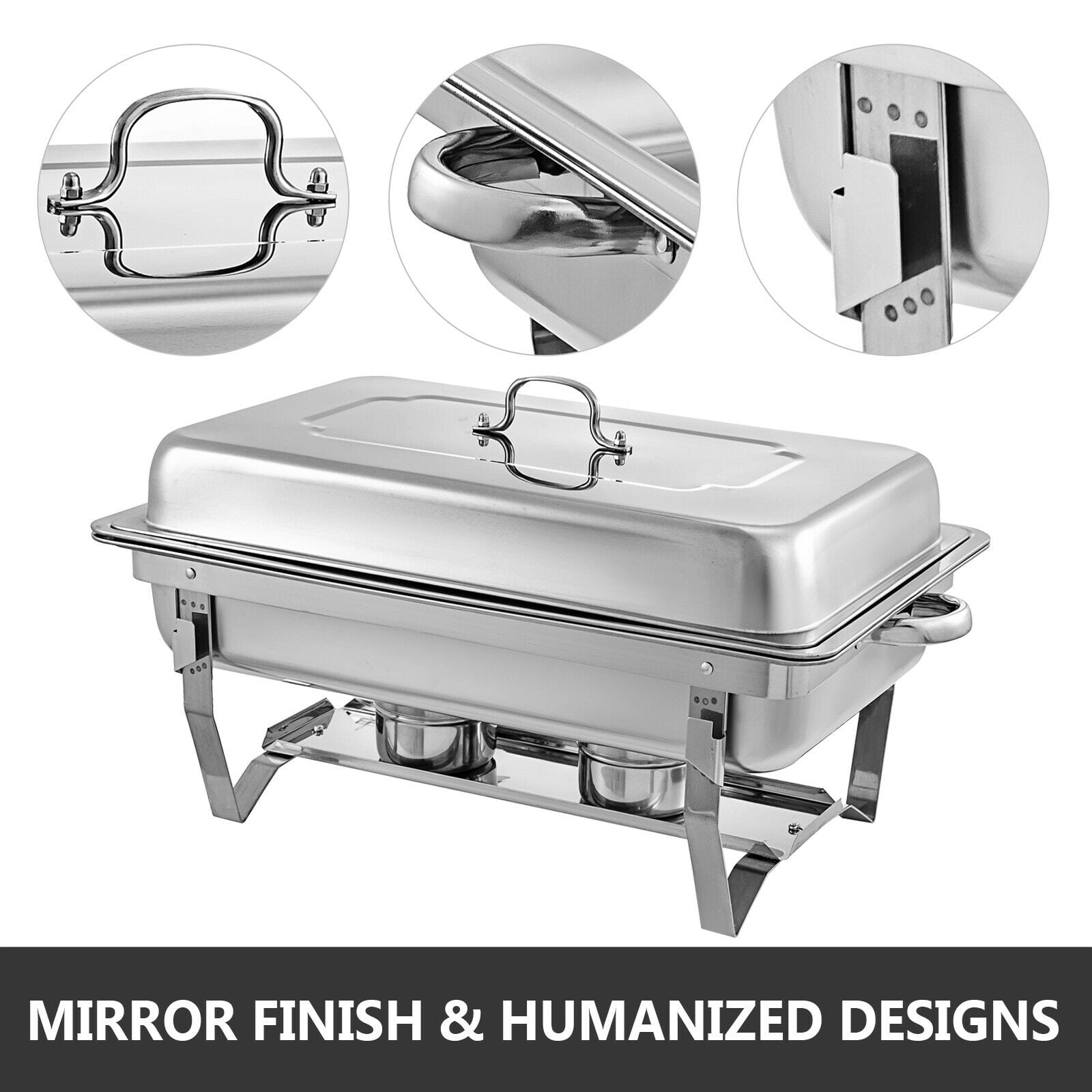 3 Pack Catering Stainless Steel Chafer Chafing Dish 9 Qt 1/3 Inserts Buffet 