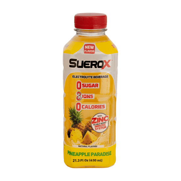 SueroX Zero Sugar Pineapple Paradise Flavor Electrolyte Drink for Hydration and Recovery, 21 fl oz