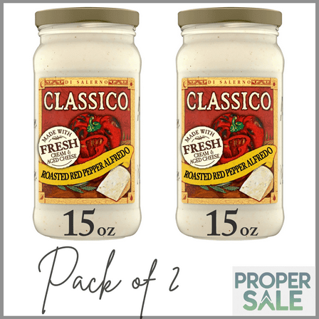 Classico Roasted Red Pepper Alfredo Spaghetti Pasta Sauce, 15 oz Jar ( PACK OF 2 )