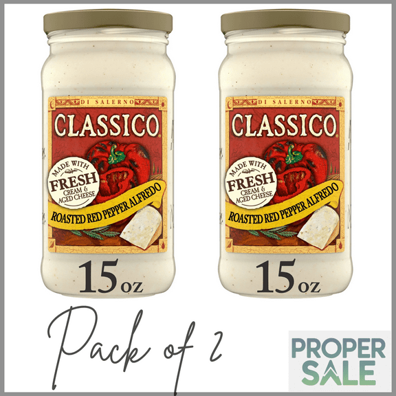 Classico Roasted Red Pepper Alfredo Spaghetti Pasta Sauce, 15 oz Jar ( PACK OF 2 )