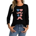 thumbnail image 2 of Patriotic Shirts for Women 3/4 Sleeve Pullover Top Stand Collar Printed Blouse All-Season Comfortable Tunic Shirt for Everyday Wear Black M, 2 of 4