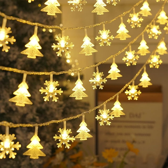 Cagogo under $5 Christmas Snowflake Lights, Christmas Snowflake Tree Lights String Lights, Decorating Props for Xmas Tree, LED Snowflake Garland Lights, Battery Operated Christmas Lights