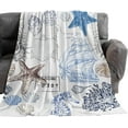 thumbnail image 2 of Summer Coastal Blankets, Nautical Anchor Sailboat Throw Blanket Flannel Fleece Lightweight 60"x80" Comfort Blanket Ocean Marine Life Cozy Warm Bed Cover for Sofa Couch Chair Starfish Seahorse Conch, 2 of 6