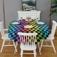 thumbnail image 2 of Rainbow Checkered Pattern Round Tablecloth 60"x60",Wrinkle Wipeable Table Cloth for Kitchen Dining Room Picnic Patio Party, 2 of 6
