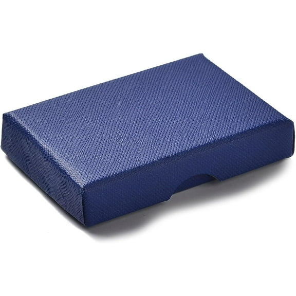 4Pcs Cardboard Jewelry Set Boxes Blue Paper Gift Packing Box Rectangle Small Empty Jewellery Display Boxes Gift Case with Sponge Inside Necklace Earring Ring Box