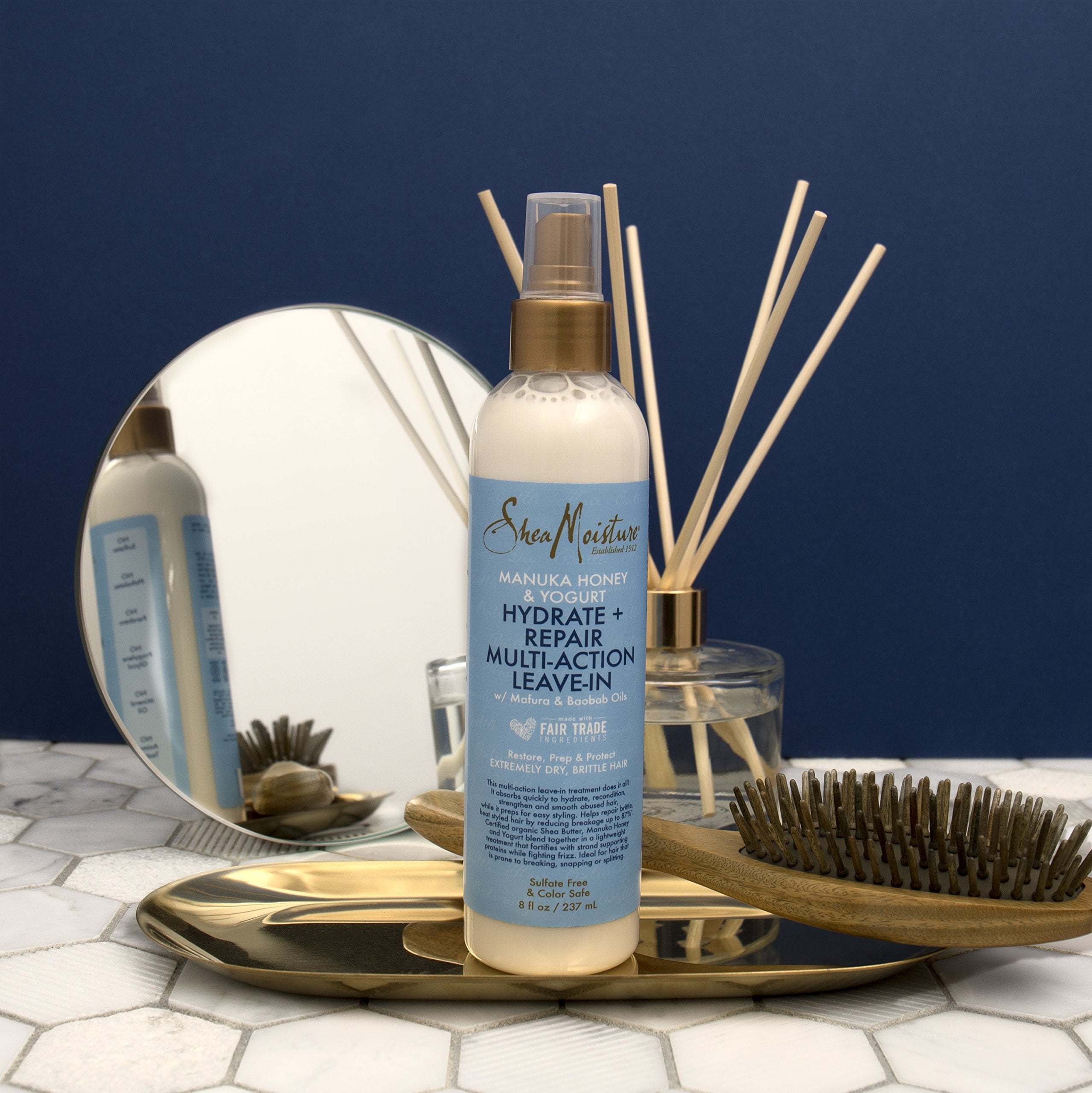Shea Moisture Manuka Honey &amp; Yogurt Hydrate + Repair Combo Kit, Multi-Action Leave-In Hair Spray 8oz, Protein-Strong Treatment, Deep Conditioning for Hair 8oz