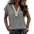 thumbnail image 3 of Lmueinov Women's Boho Cap Sleeve Lace Trim V Neck Tops 2026 Summer Casual Loose Beach Vacation Tee Shirts Blouse, 3 of 8