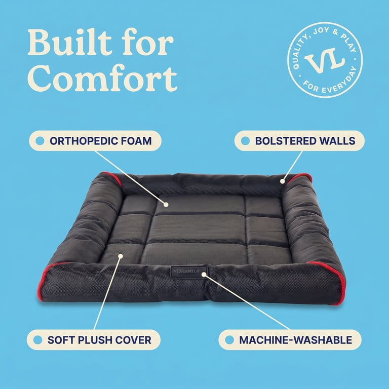 Vibrant Life Small Crate Mat, Black, Durable, Water-Resistant