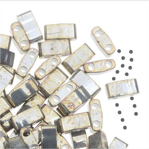 Miyuki Half Tila 2 Hole Rectangle Beads 5x2.3mm - Galvanized Gray Luster 7.8 Grams