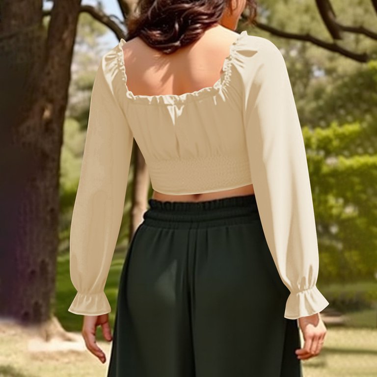 BLCHUNen Womens Blouses Pullover Ruffle Crew Neck Quick Drying