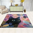 thumbnail image 3 of BZSMCE Vintage Area Rugs Floral Black Cat Creative Area For Home, 3 of 7