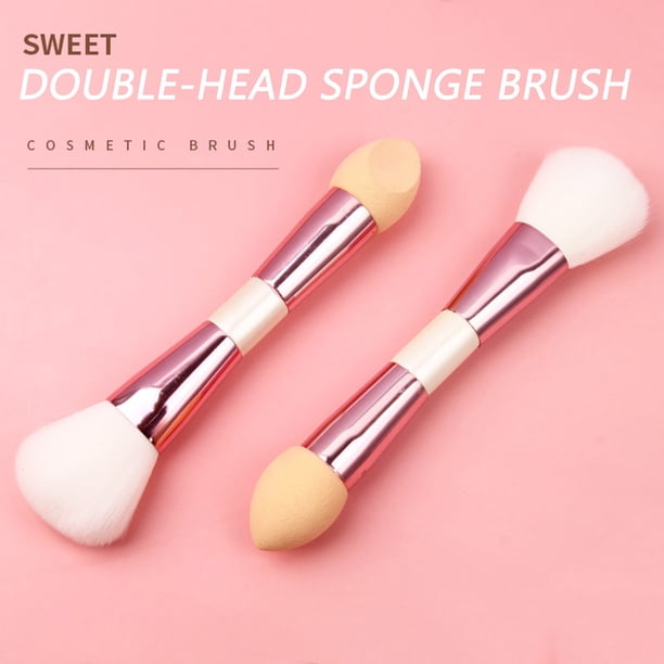 Salud y belleza, Herramientas de belleza, Brochas de maquillaje, Brochas de maquillaje, Brocha de maquillaje doble, Brocha multifunción para polvos y colorete, Brocha de esponja, Brocha de maquillaje