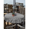 thumbnail image 2 of Outdoor Tablecloths with Umbrella Hole & Zipper, Grey Black Boho Round Tablecloths 60 Inch, Vintage Ethnic Tribe Abstract Art Waterproof Table Cloth, Patio/Pool/Picnic Table Covers, 2 of 8