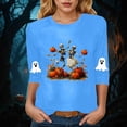 thumbnail image 2 of CAICJ98 Halloween Shirt Women 3/4 Sleeve V Neck Shirt Funny Fall Spooky Graphic Tee Witch Pumpkin Ghost Holiday Tops (Blue,3XL), 2 of 5