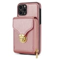 thumbnail image 3 of iPhone 11 Pro Luxury Leather Case with Card Holder for Women Phone Case Wallet with Strap Credit Card Slots Crossbody Strap with Kickstand Zipper Shockproof Case For iPhone 11 Pro,Rosegold, 3 of 10