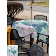 thumbnail image 5 of Outdoor Tablecloth with Umbrella Hole for Patio/Picnic/Party/Camping, Teal Sea Turtle Waterproof Table Cloth Square Cover Washable, Summer Coastal Coral Ocean Grey Wooden (60"x 60"), 5 of 8