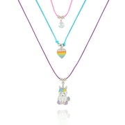 Wonder Nation Trio Bright Girls Unicorn Layered Necklace Set. Stone Charms on Bright 14", 15", and 15" Chords.