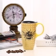 thumbnail image 6 of Coffee Ceramic Mug Porcelain Latte Tea Cup With Lid 17oz. Bee, 6 of 7