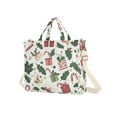 thumbnail image 7 of FORMRS Womens Corduroy Tote Bag Crossbody Shoulder Handbag with Pocket, White Christmas Holly, 7 of 7