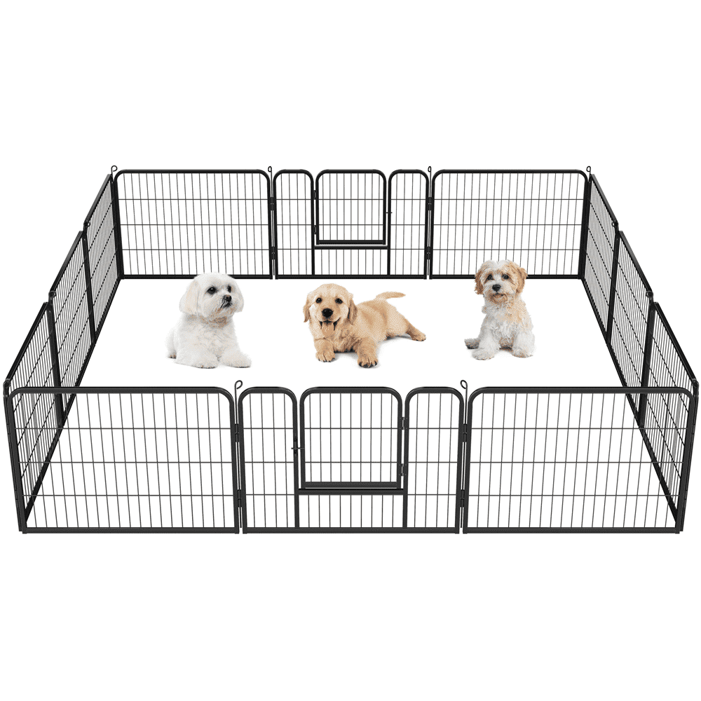 Yaheetech 24"H 6 Panels Heavy Duty Pet Playpen Dog Exercise Pen Cat Fence, Black