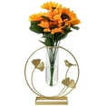 thumbnail image 1 of Metal Frame Tube Vase Tube Glass Planter Terrarium Geometric Metal Frame Vase 19.5x21x7.5cm  Hexagonal, 1 of 6