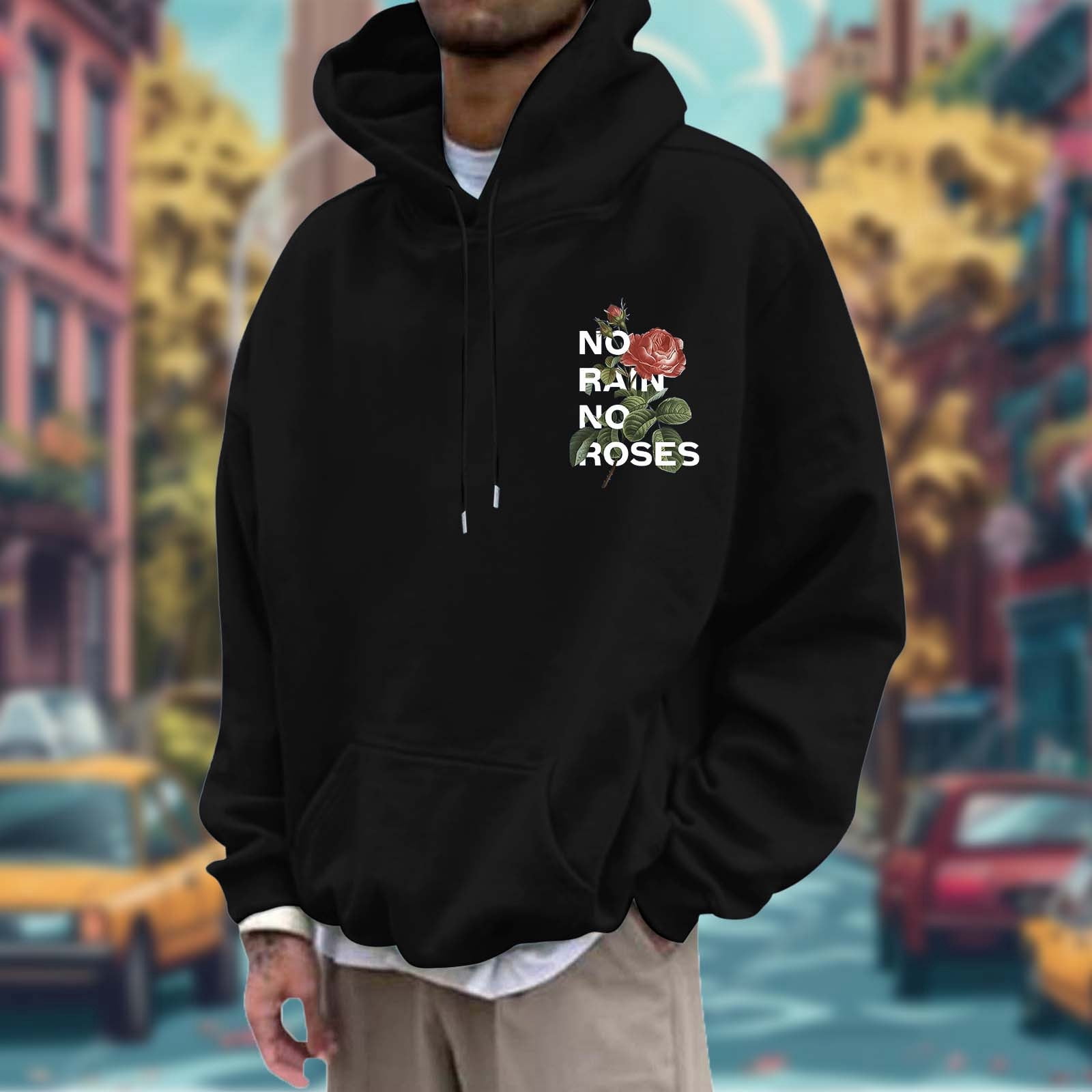 MHFRRA Hoodies Men Men's Fashion Leisure Sports Flower Print