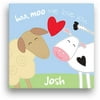 Sandra Magsamen Personalized Baa Moo Canvas Wall Art, 16" x 16", Blue