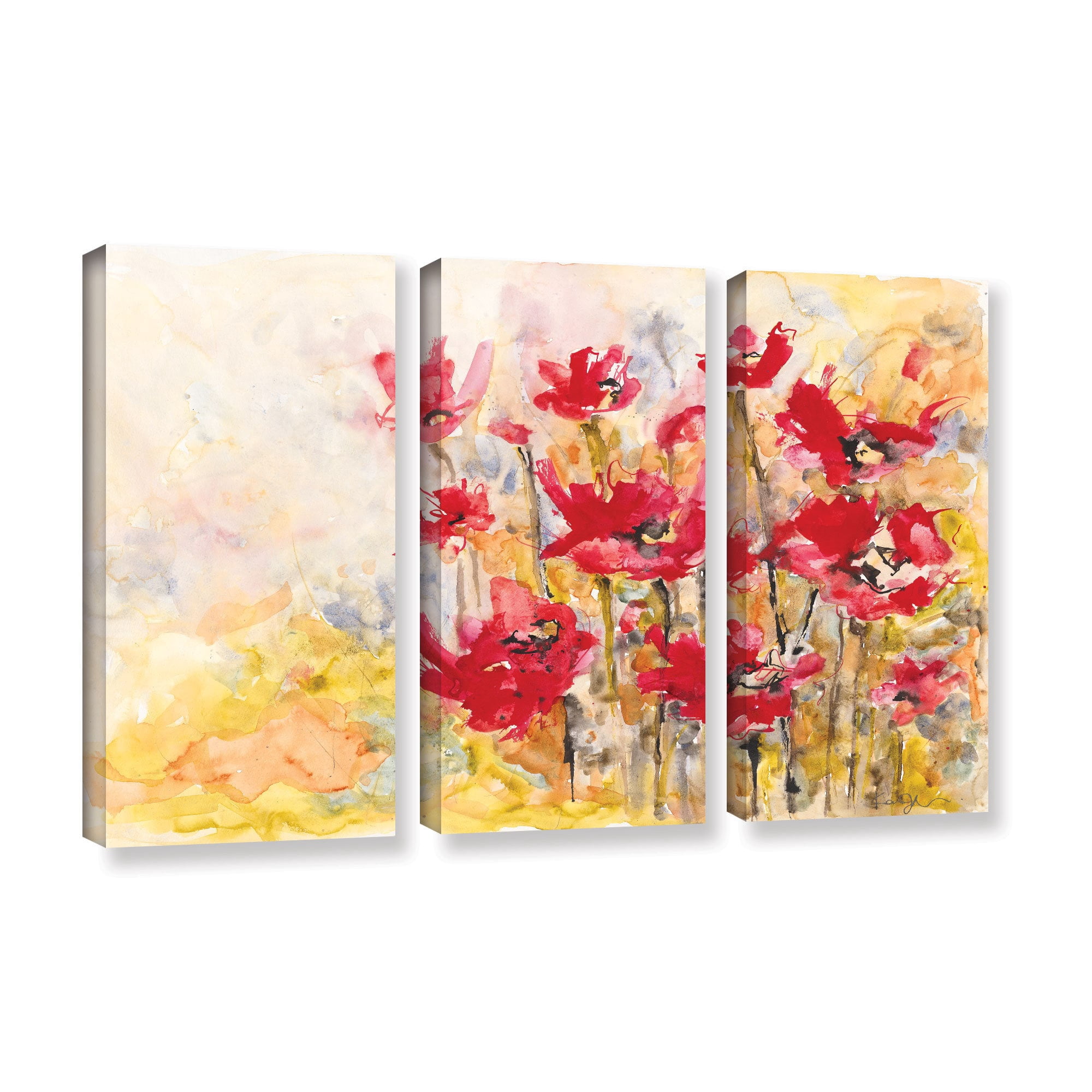 ArtWall Karin Johannesson "Wildflowers II" 3-Piece Gallery-Wrapped Canvas Set