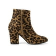 thumbnail image 3 of BLISSFUL STEP Women's Side Zipper Block Heel Ankle Boots Leopard 10, 3 of 8